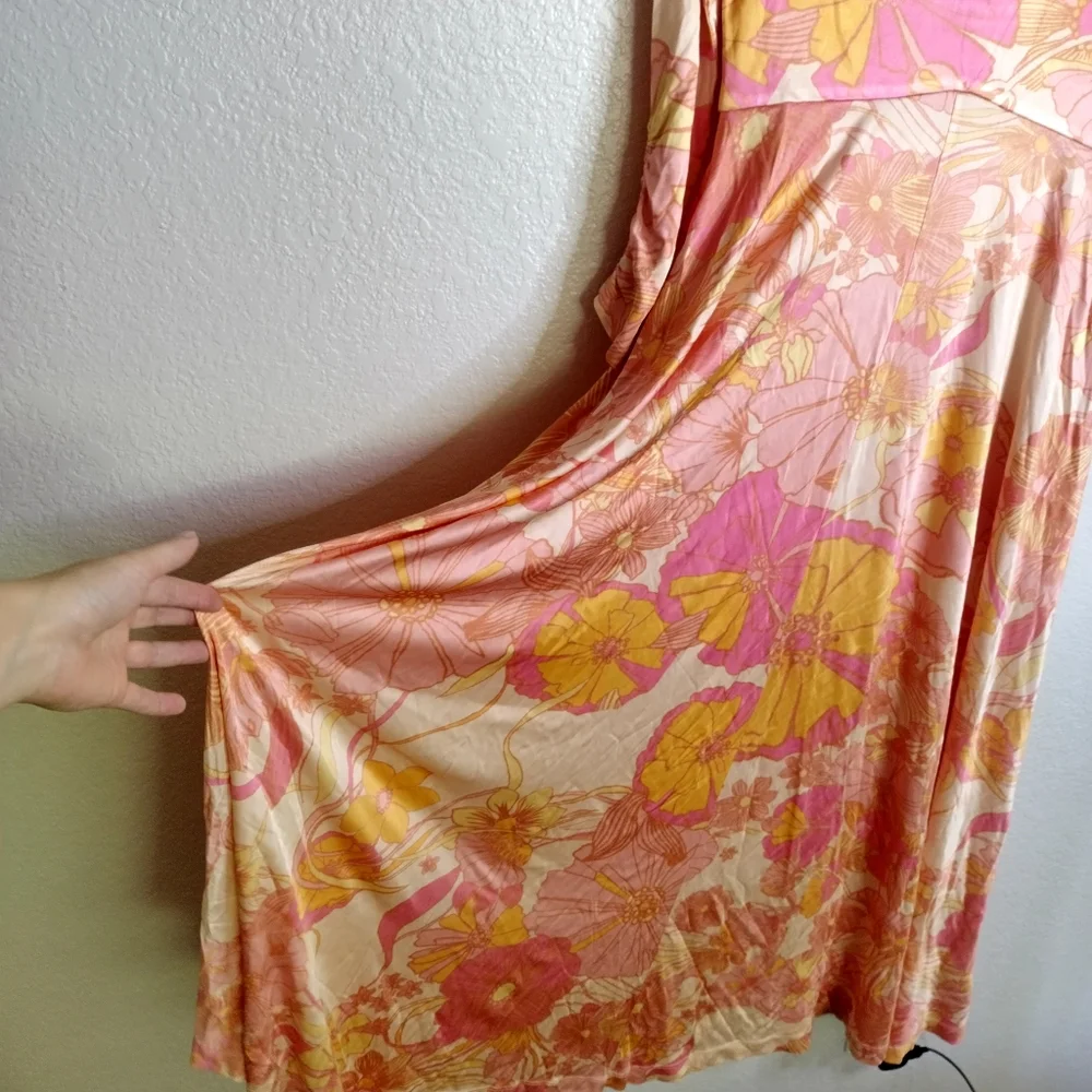 NWT Free People Women's First Date Floral Scoop Neck Maxi Dress Sz S